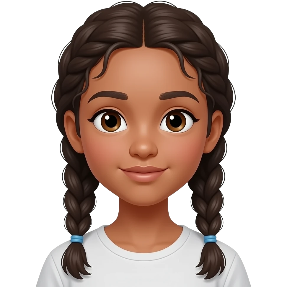 young shy girl with braids olive skin emoji