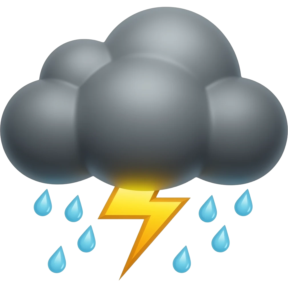 big dark cloud with rain and lightning without background emoji