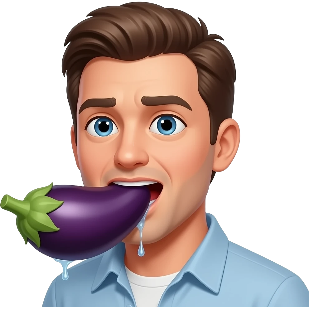 Man sucking on eggplant drooling emoji