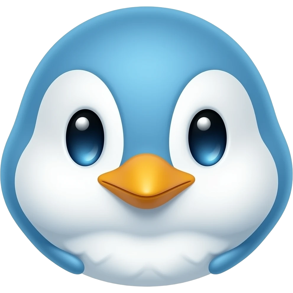 vibrant baby blue and white penguin head and sholders emoji