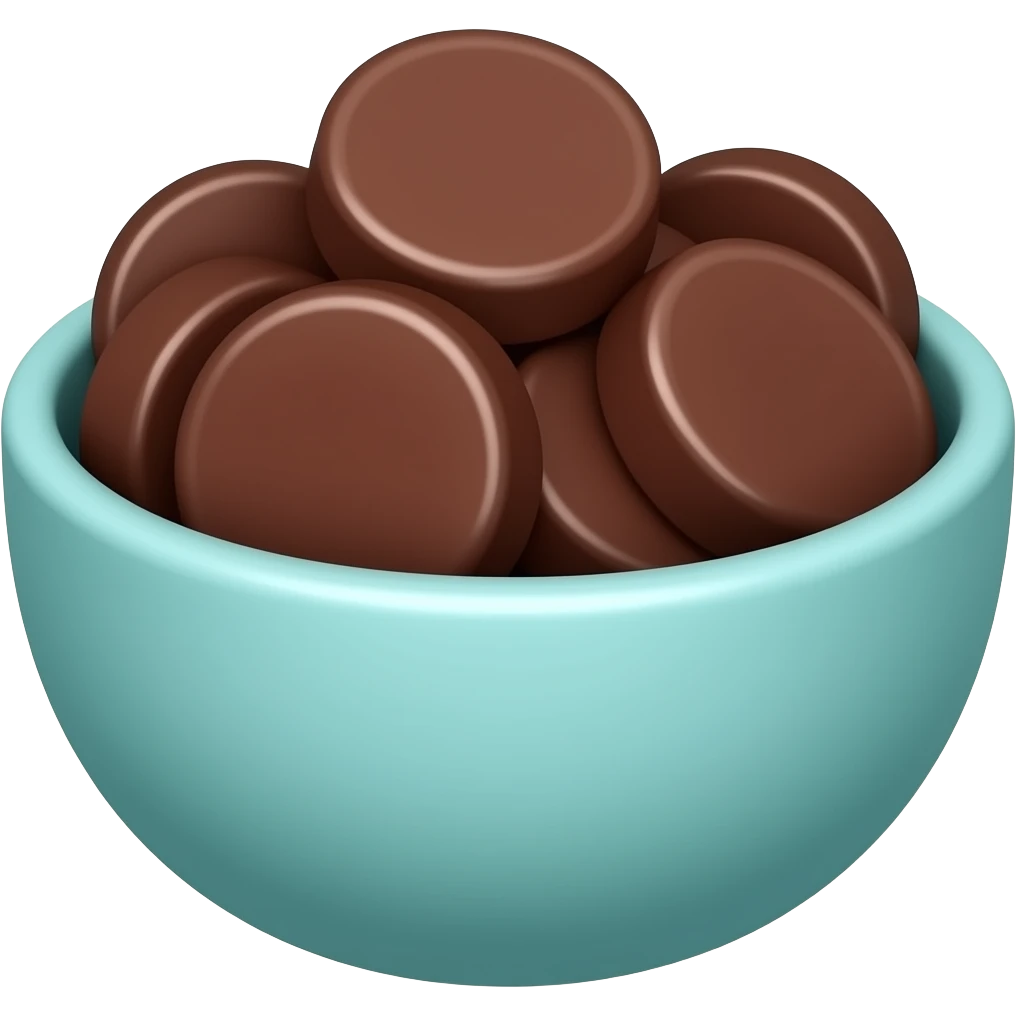 super realistic small teal bowl of chocolate circles emoji