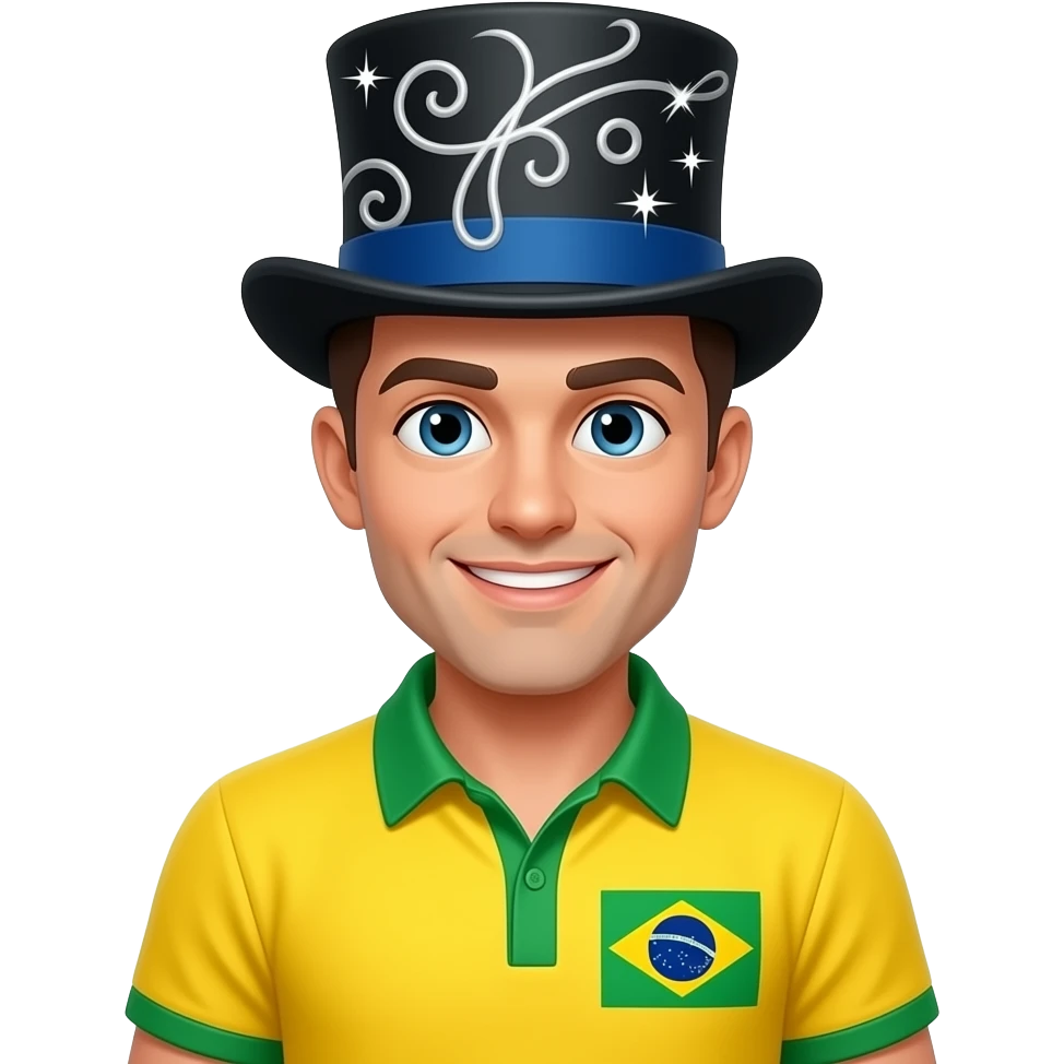 GUY WITH A BRAZIL YELLOW SHIRT WEARING A MAGIC TOP HAT emoji
