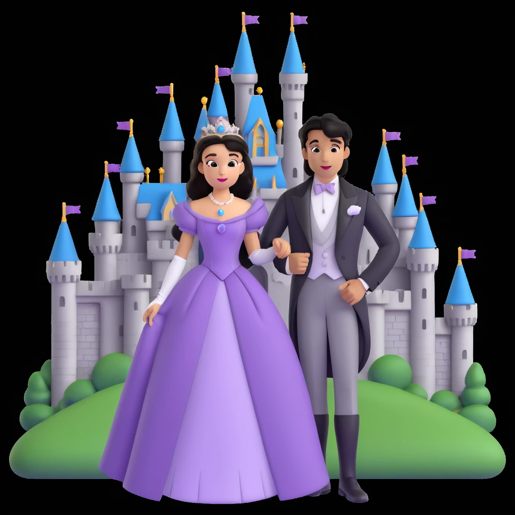 prince and princess Disney dress close up photo in castle background emoji
