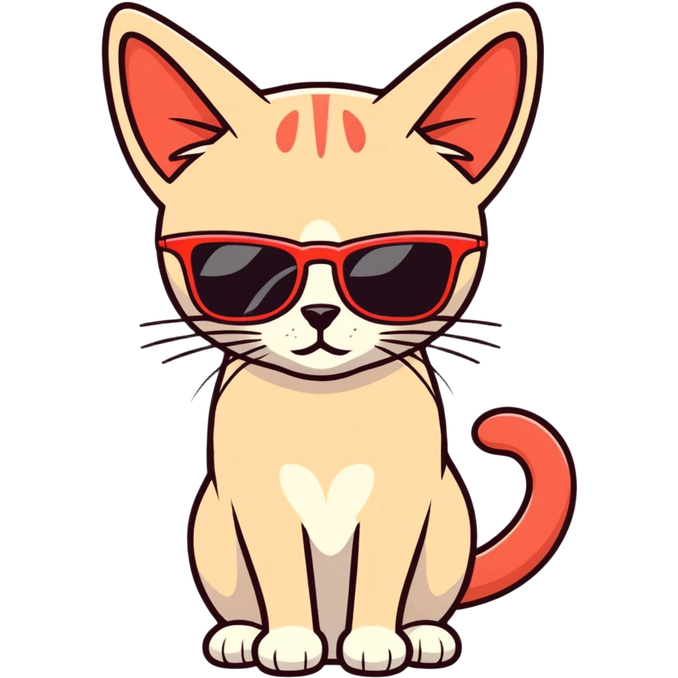 Red point Siamese Cat with sunglasses emoji