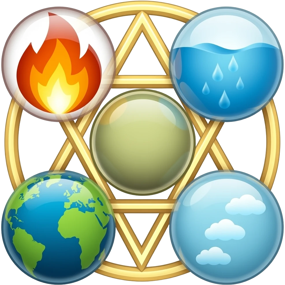 emblem with Sacred Geometry of fire, water, earth, and air emoji