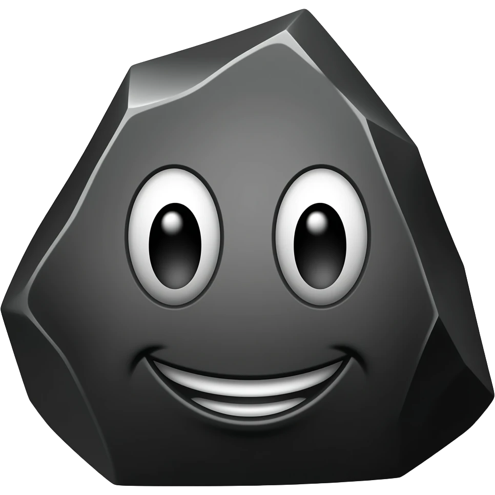 Coal with a face emoji