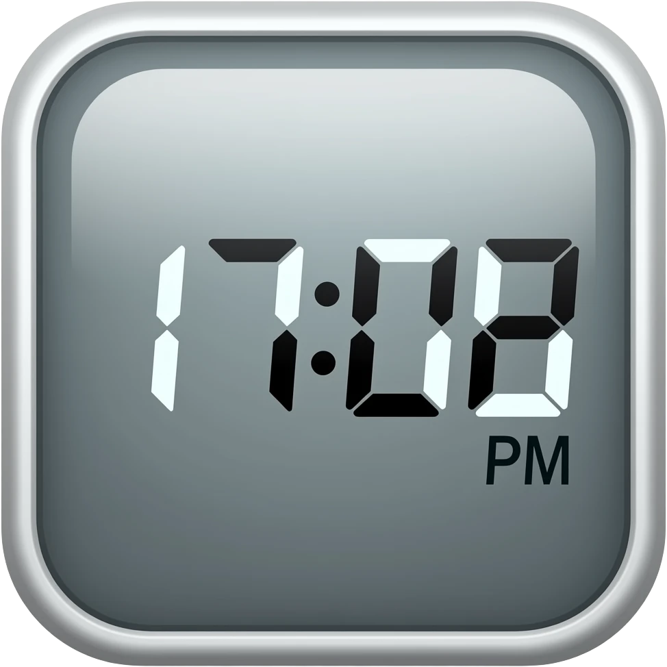 despertador cuadrado inteligente,marcando en la pantalla las  17:00 PM emoji