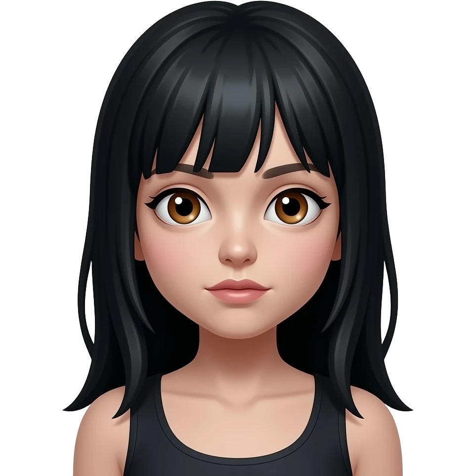 menina zumbi cabelo preto comprido olhos castanhos emoji