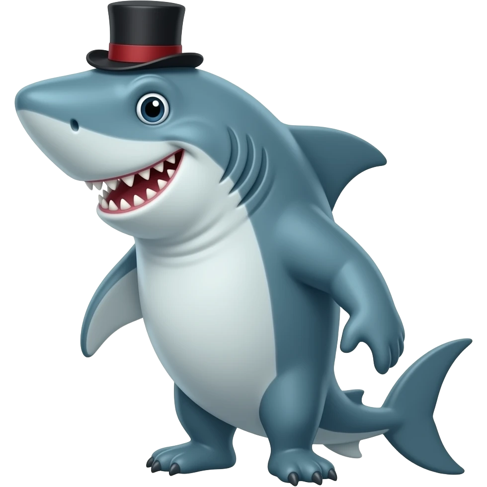 Shark with a top hat emoji