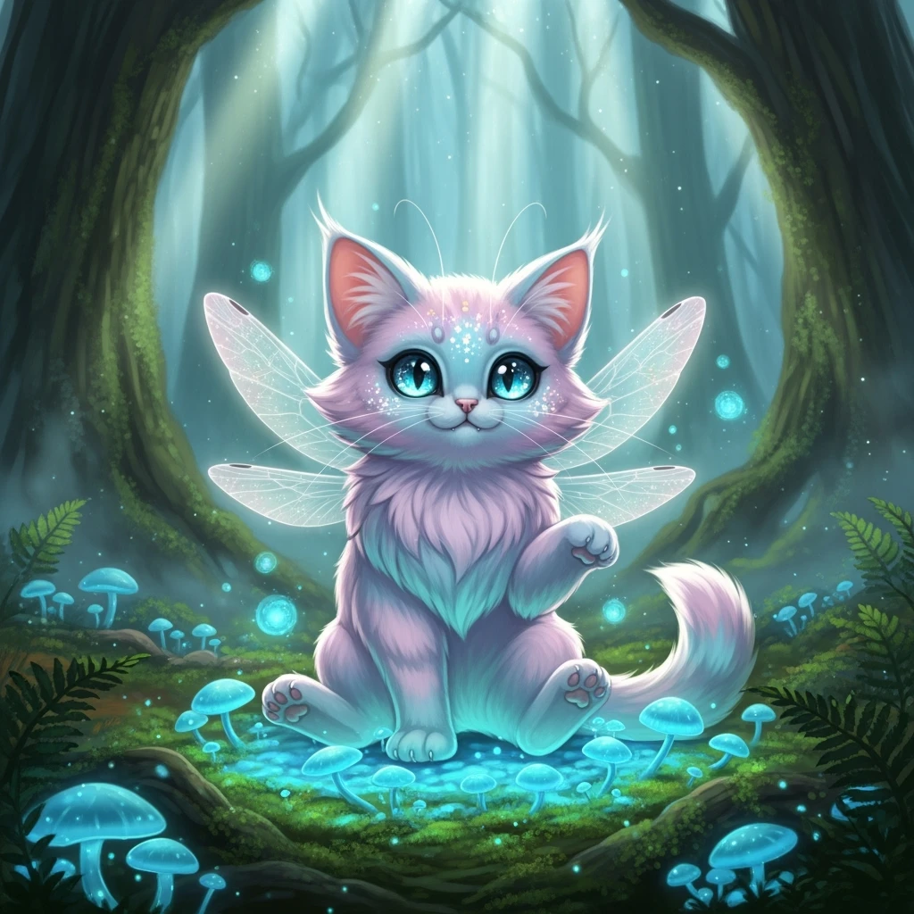 make a hyper realistic cute cat like mythical creature emoji