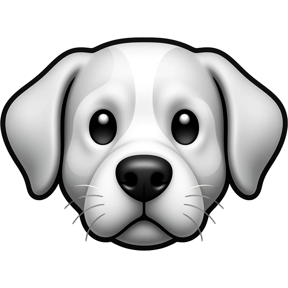 thick black outline, dog emoji, thick black outline, simple cartoon emoji
