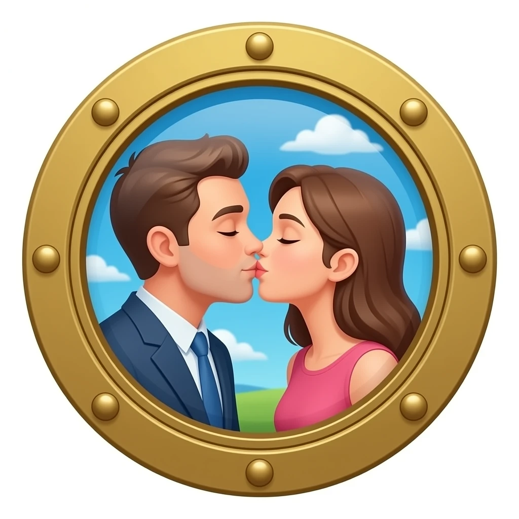 Porthole with people kissing emoji