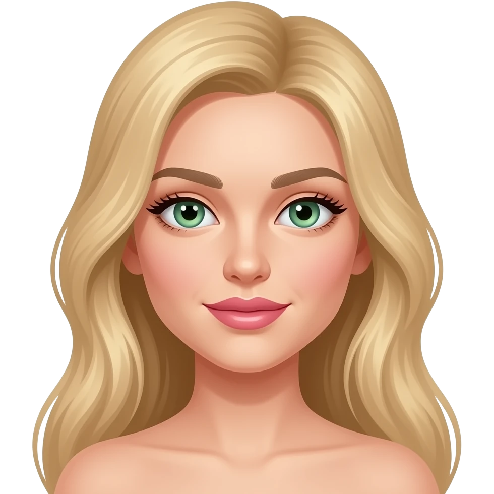 Long blonde hair Russian looking pink lips and structured cheekbones beautiful green blue eyes and long eyelash’s emoji