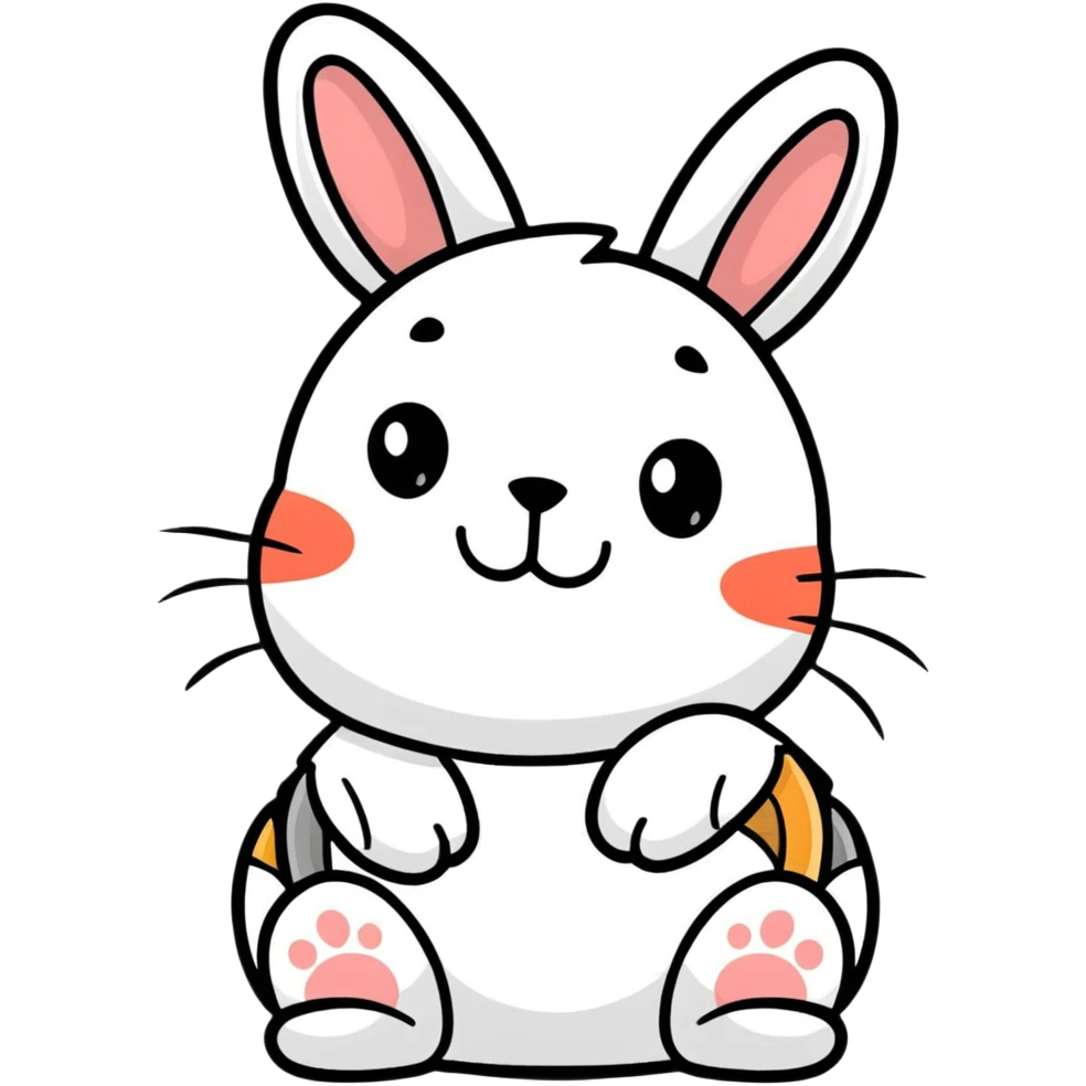 A cute cartoon rabbit with a loving expression, with text saying "buenas noches, hijito mío!" emoji