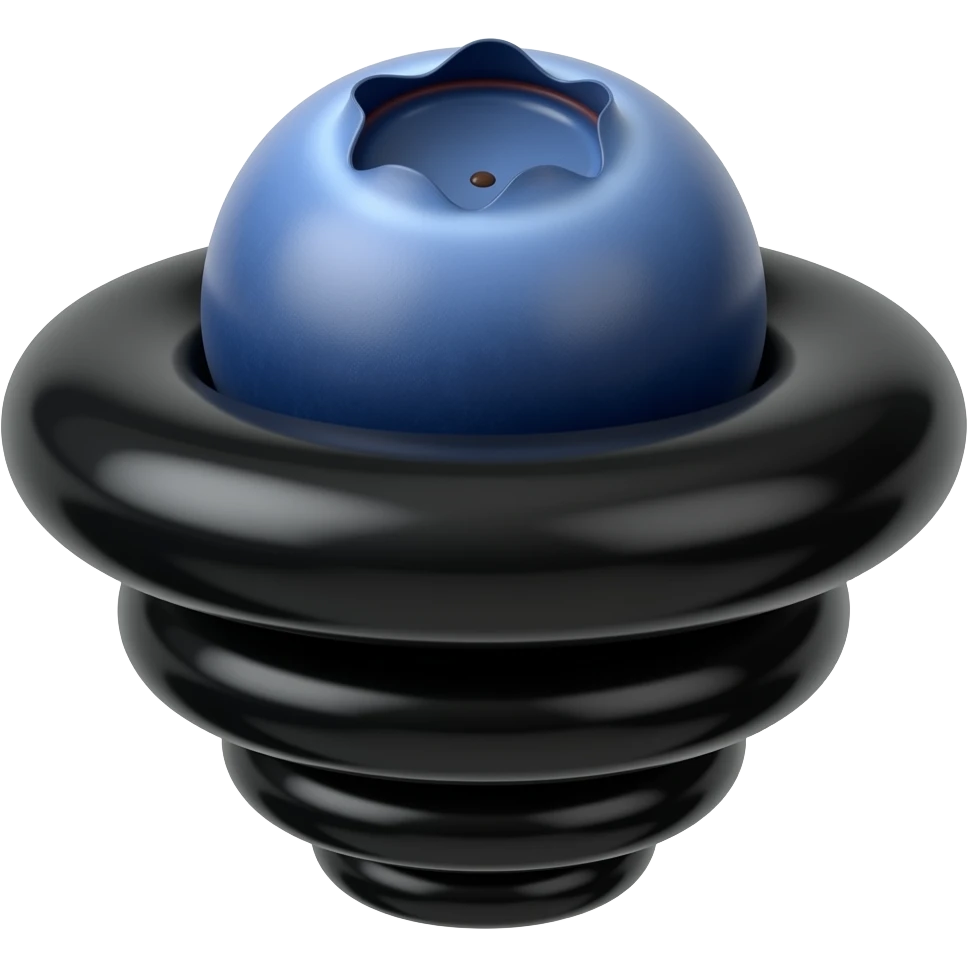 Black swirl with a blueberry on top emoji