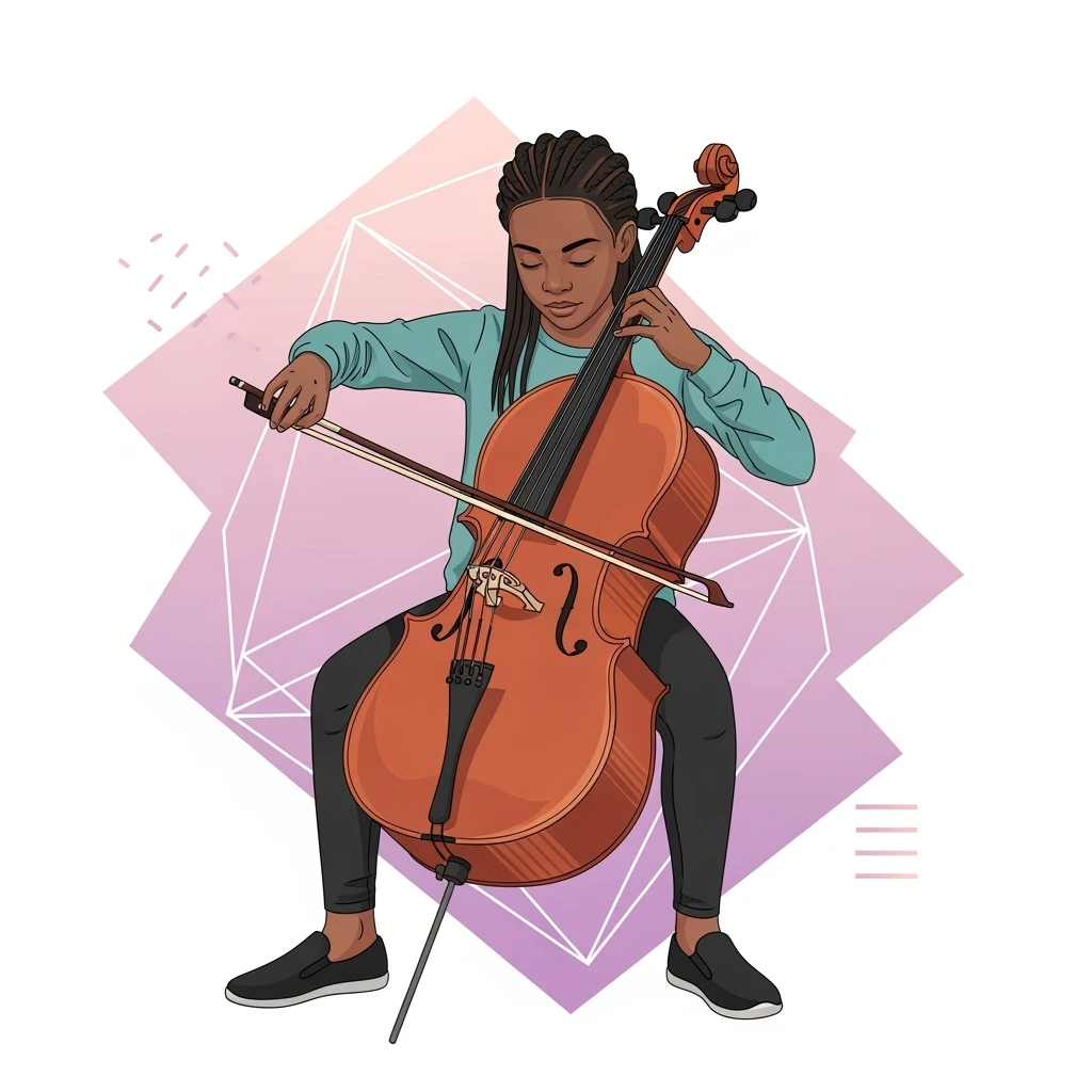 digital vector art of girl playing cello emoji