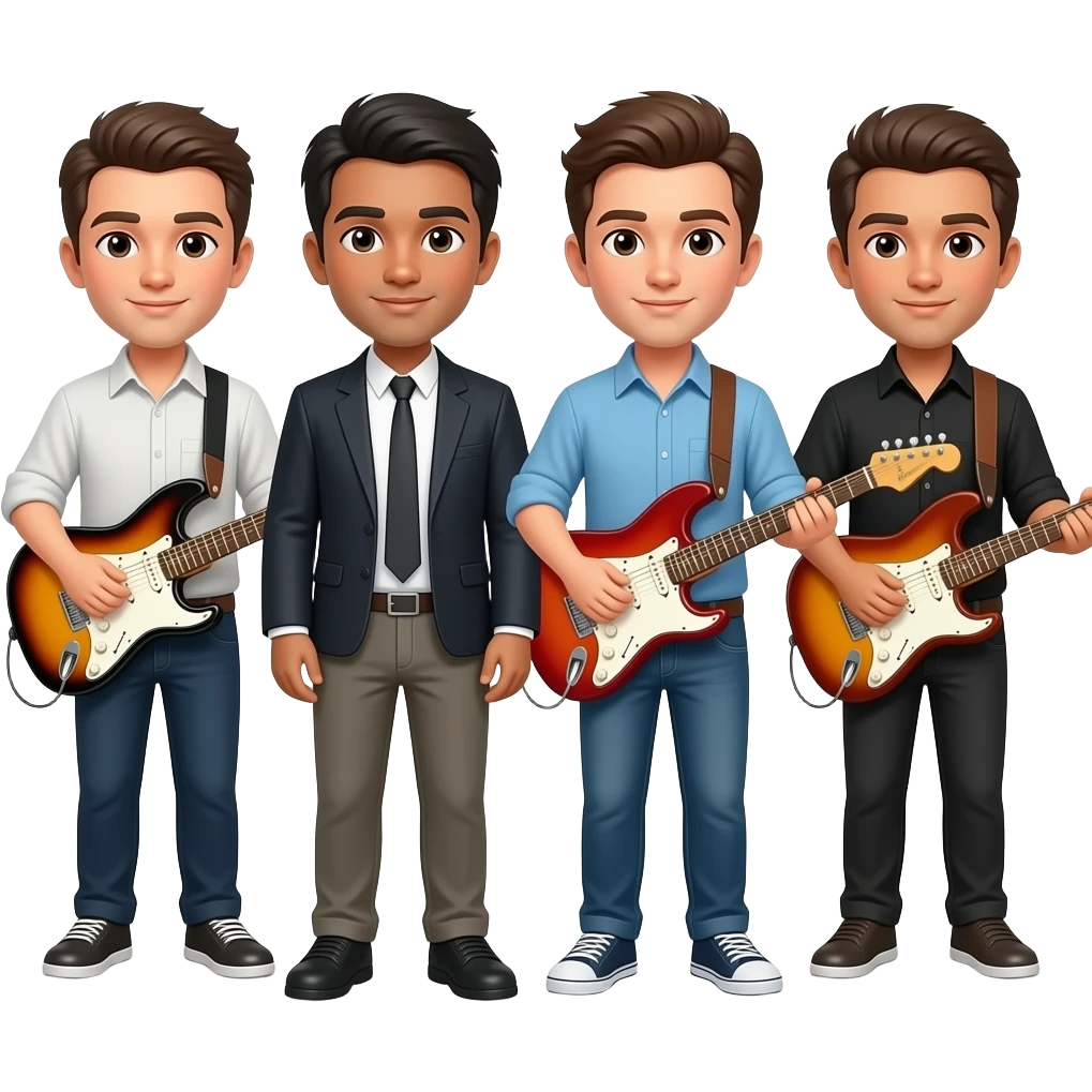 4 men that shows exactly 4 men in a musical band emoji