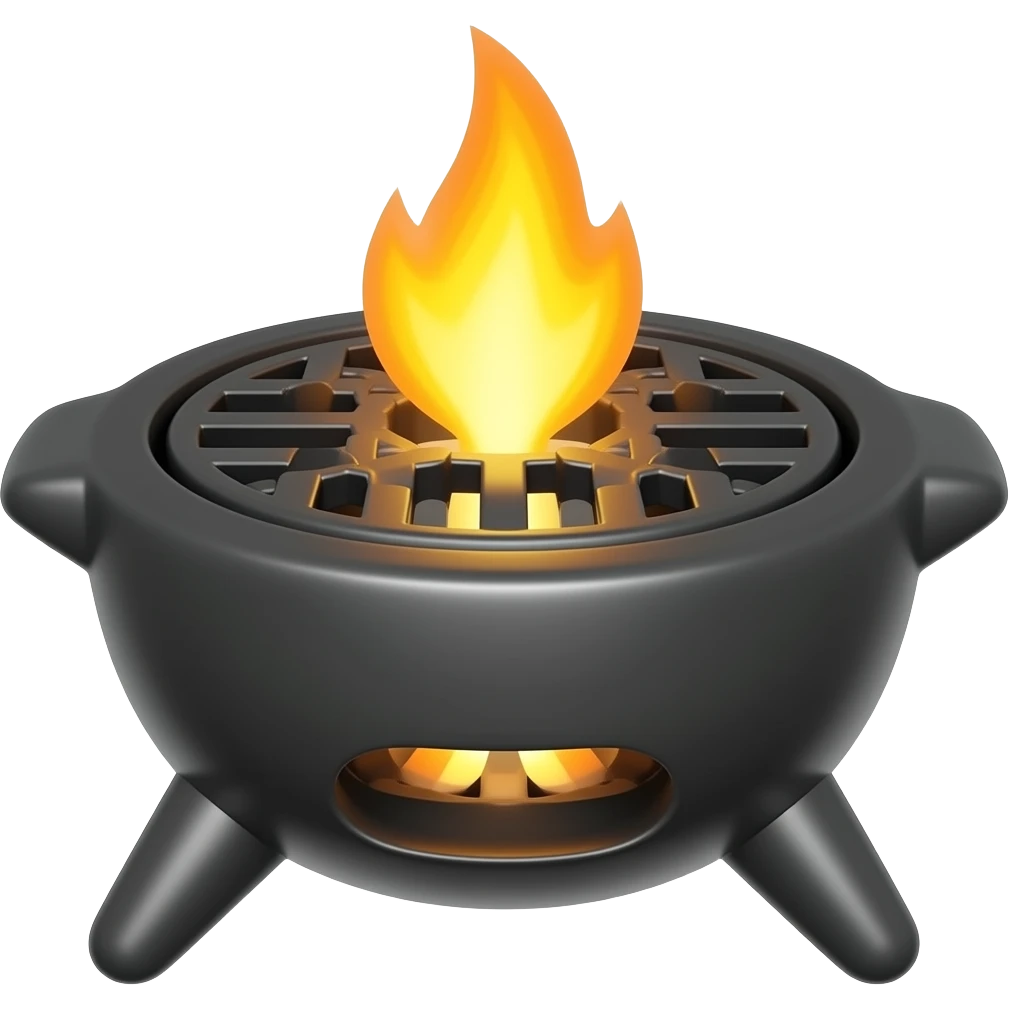 Black simple brazier with clear lit flame emoji