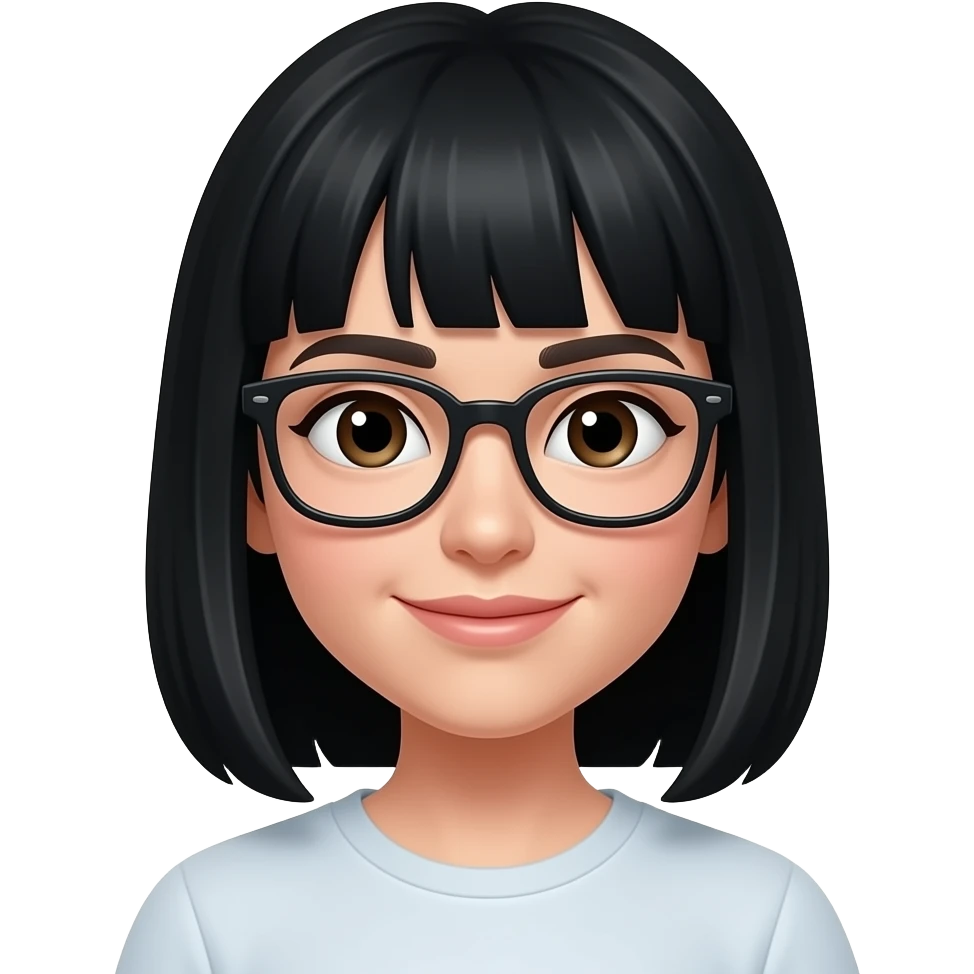 Whie girl black hair glasses emoji
