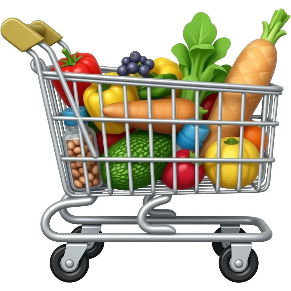 Generate these emoji in the same style:
Shopping cart — for "Продукты" emoji