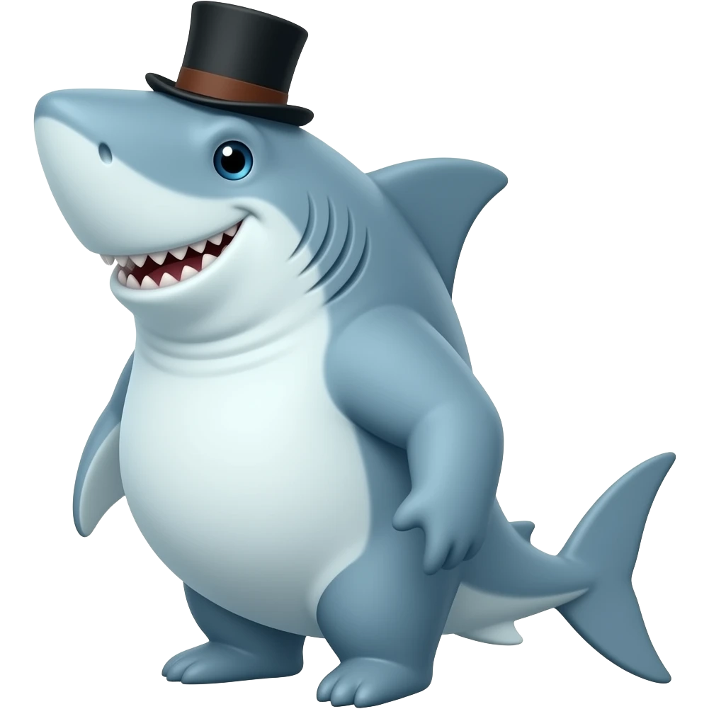 Shark with a top hat emoji