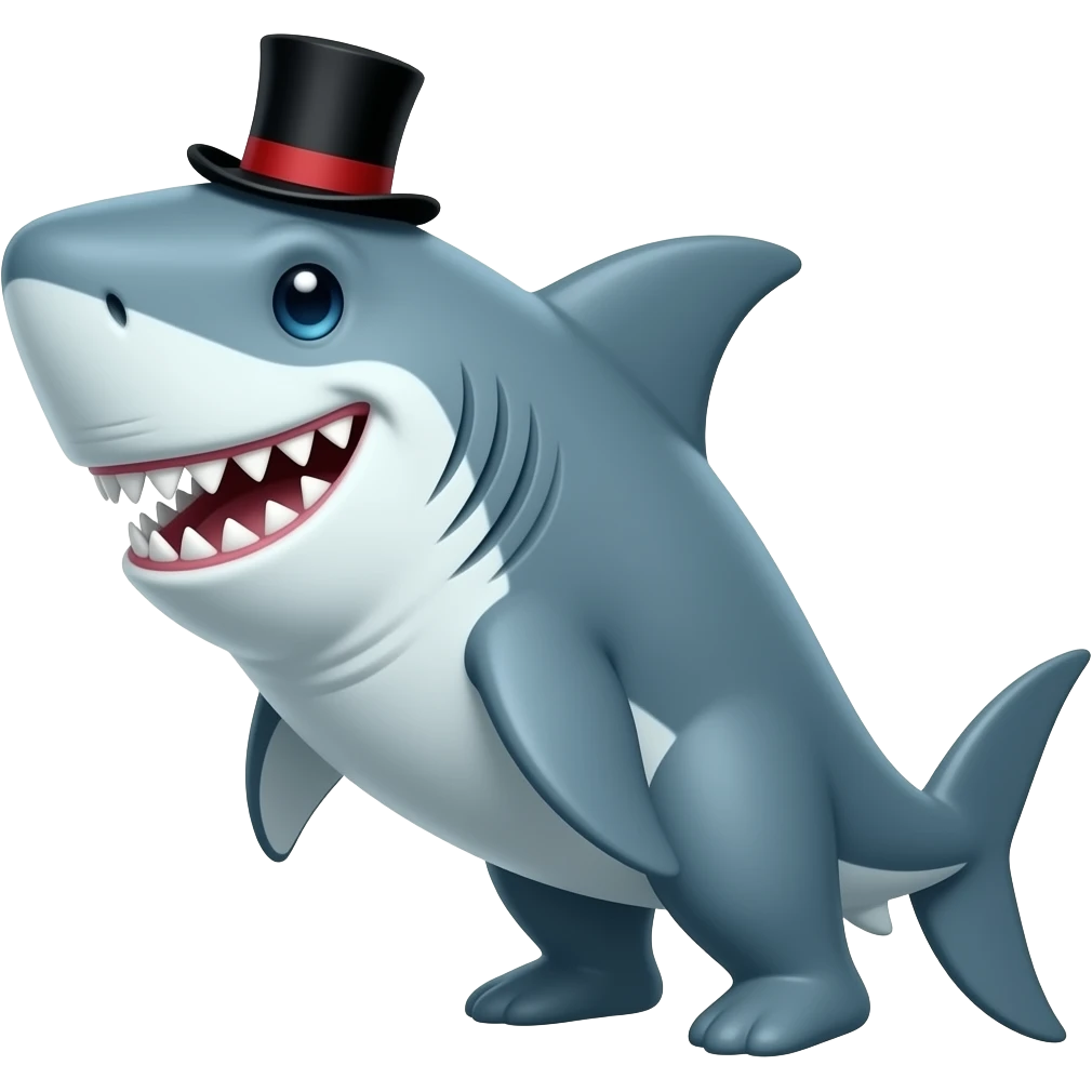Shark with a top hat emoji