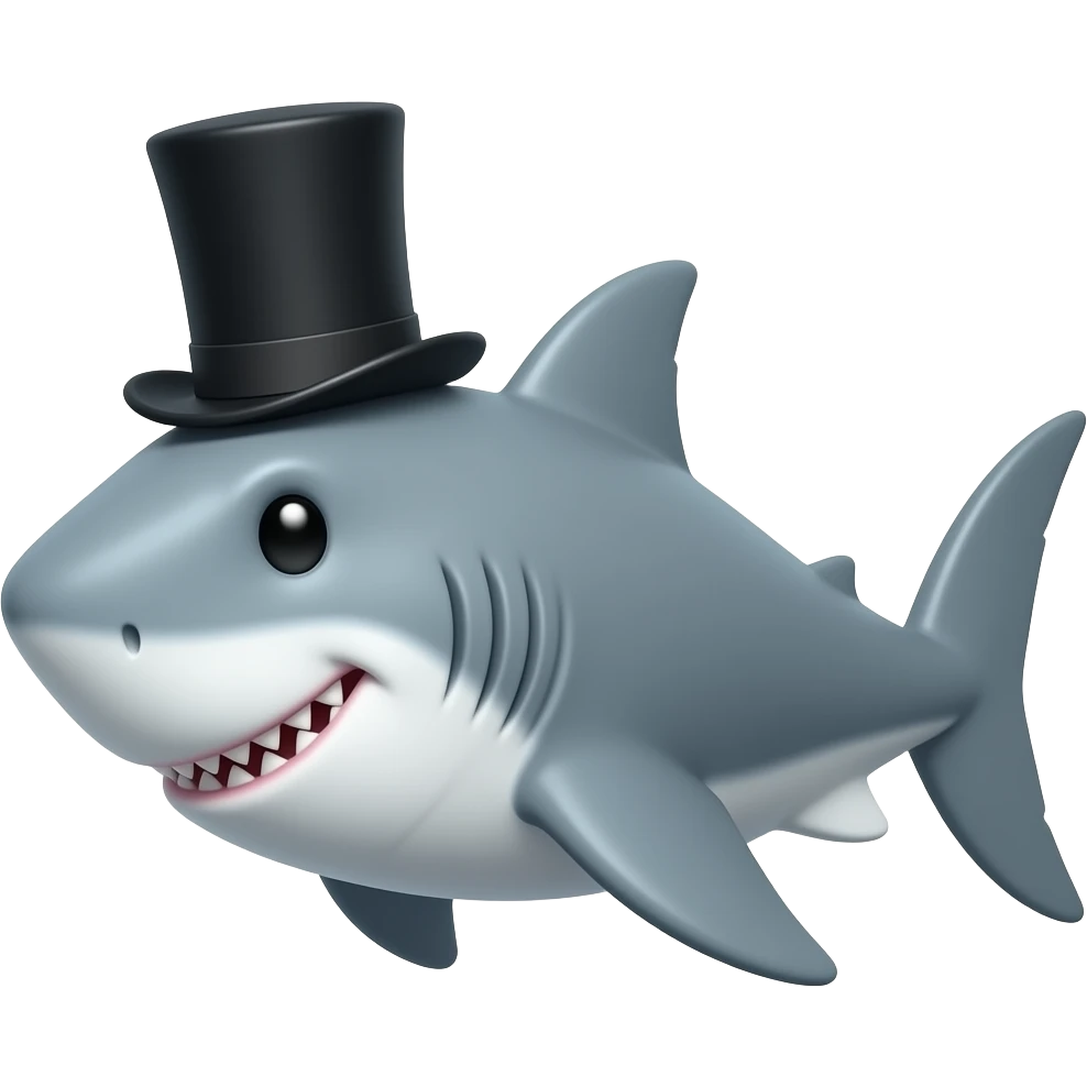 Shark with a top hat emoji