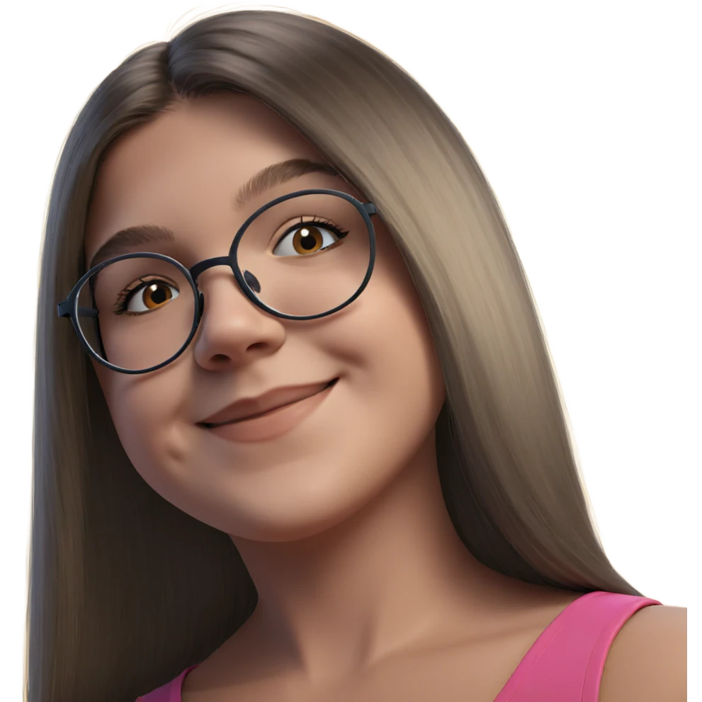 smiling girl with glasses portrait emoji