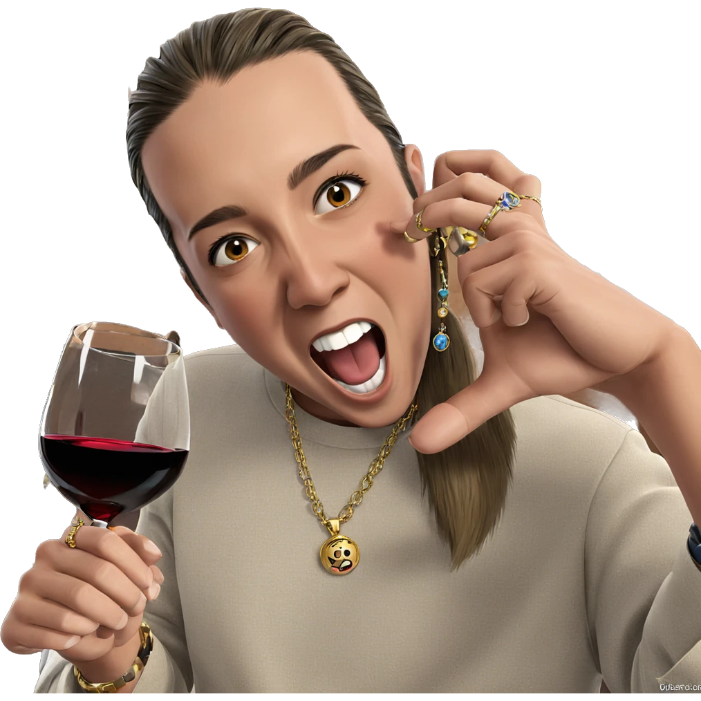 male enjoying wine and jewelry emoji