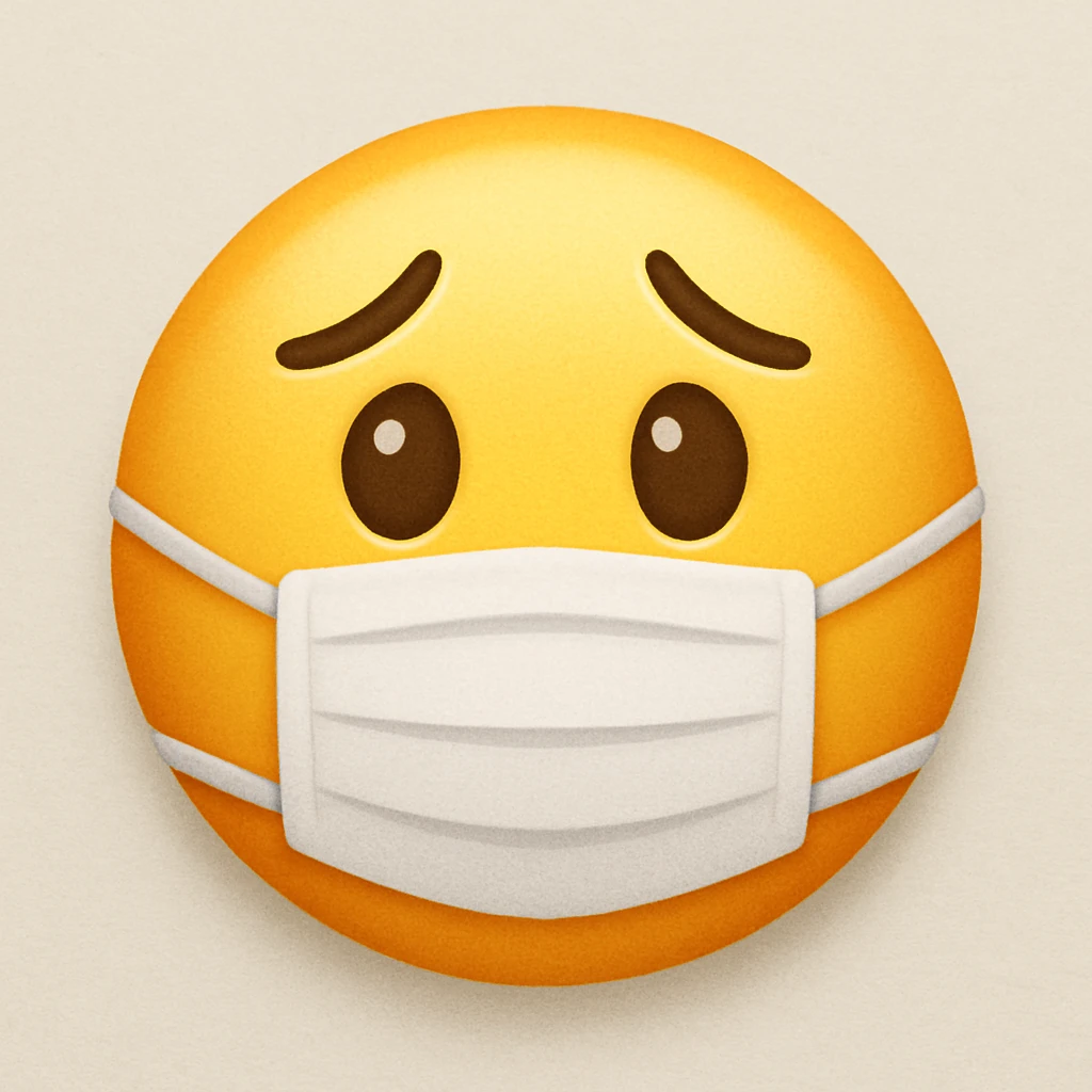 emoji with face with medical mask and worried eyes emoji