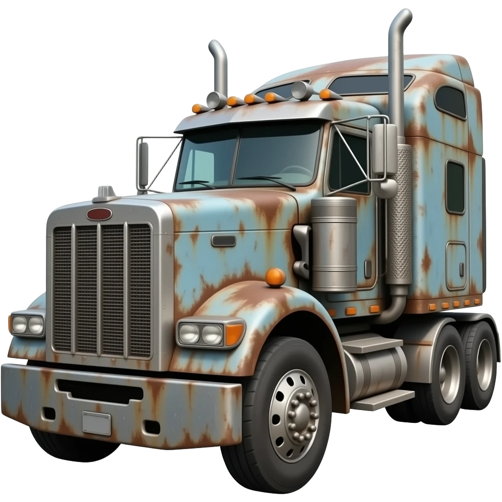 Beat up semi truck emoji