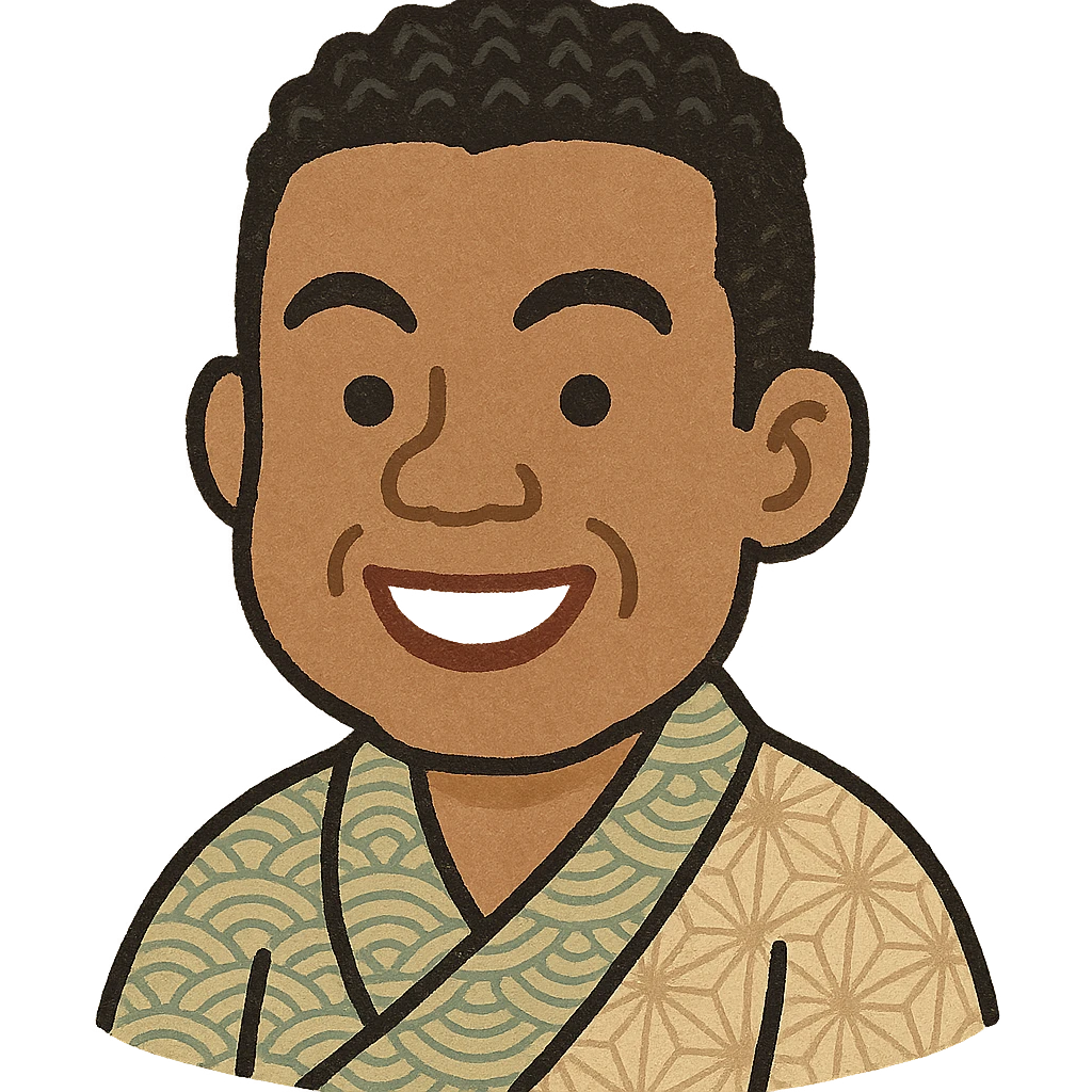 Chris Rock's head in Irasutoya style, smiling, cartoonish, round face, soft pastel colors, no background emoji