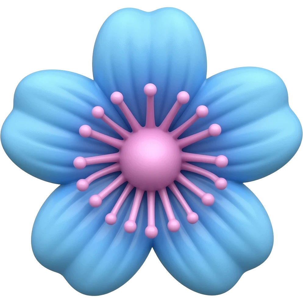 Une fleure bleu rose emoji