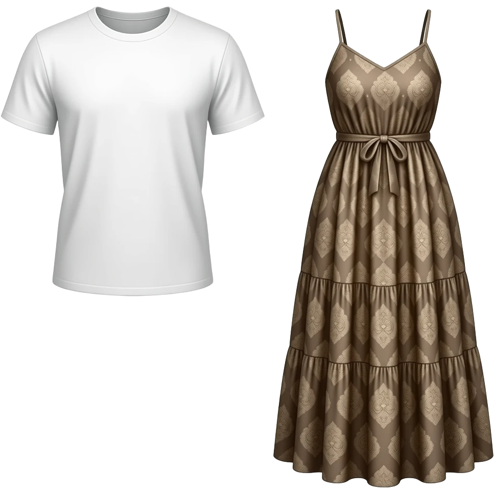 white T-shirt gathered Maxi Dress emoji