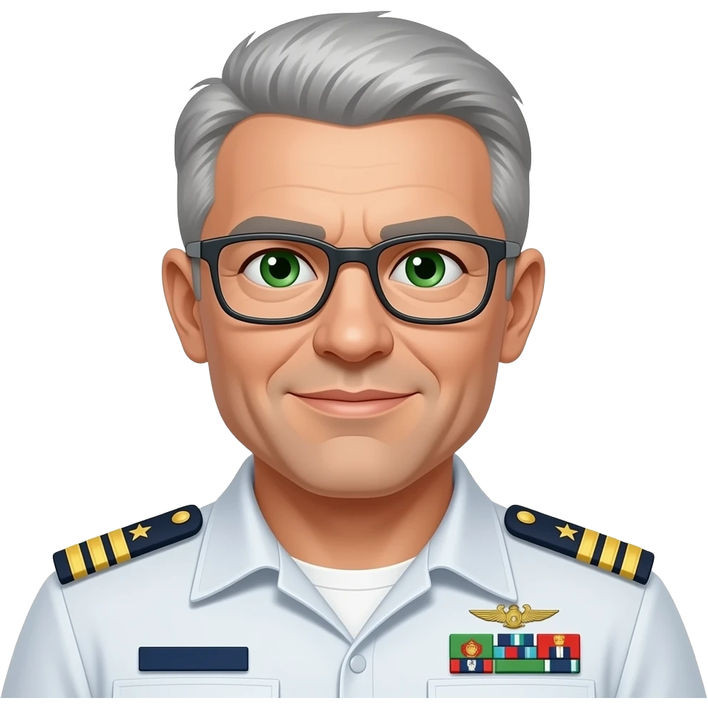U.S Naval diving officer, diver, Grey hair, green eyes with eye glasses. emoji