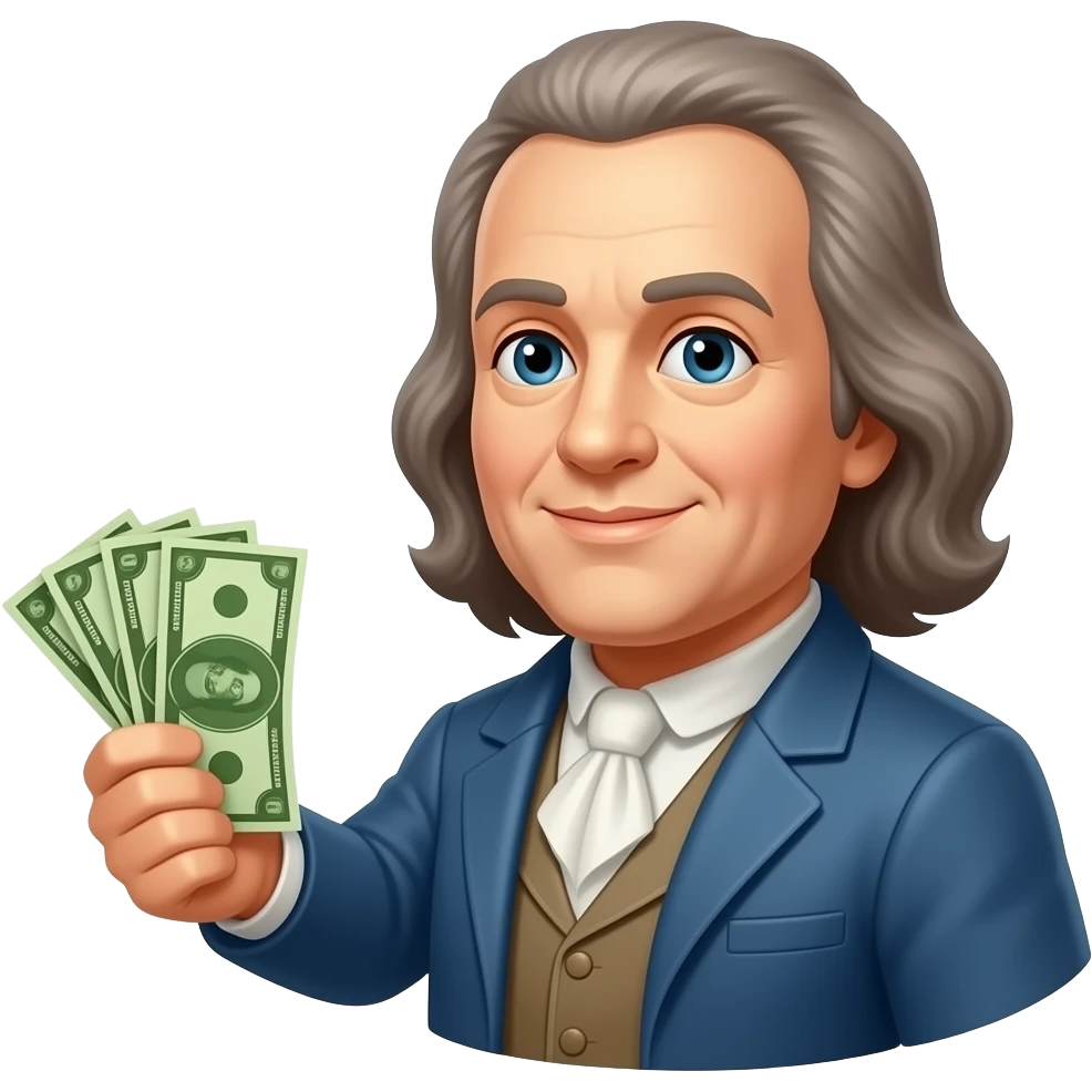 Benjamin Franklin holding money emoji