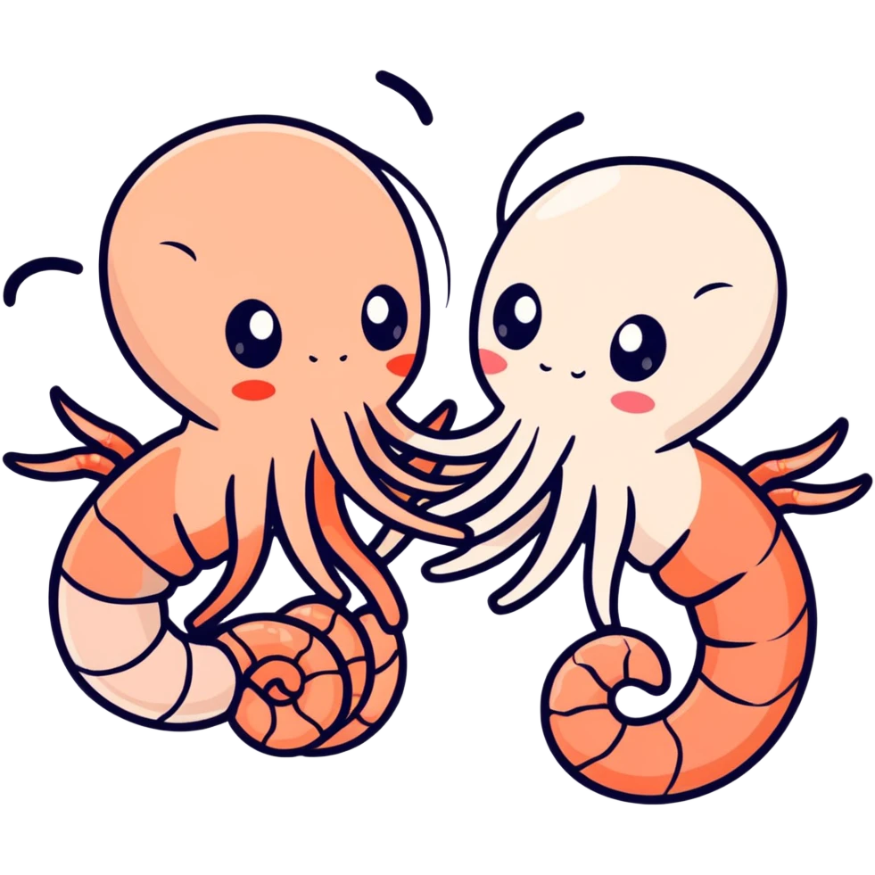 Shrimp and squid in love emoji