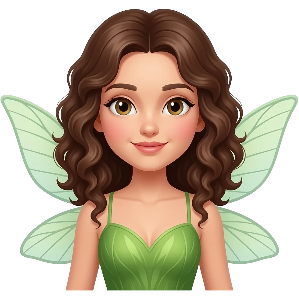 brunette fairy with wings and curly hair emoji