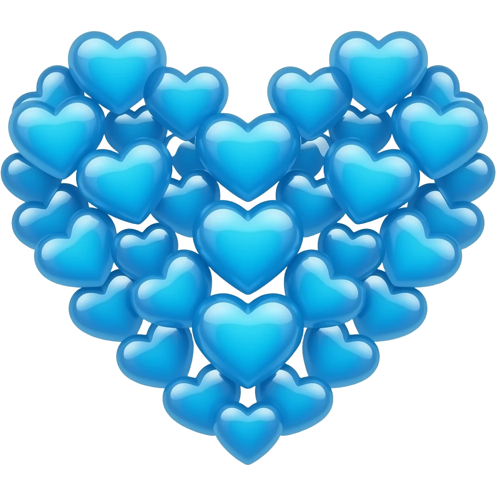 blue light hearts disposed in a heart shape emoji