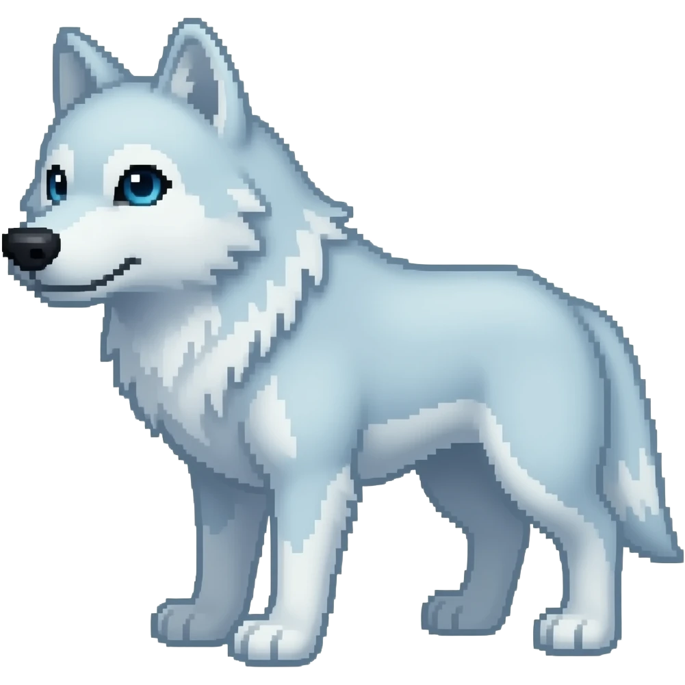 Pixelated Arctic wolf from "Animal Jam" emoji