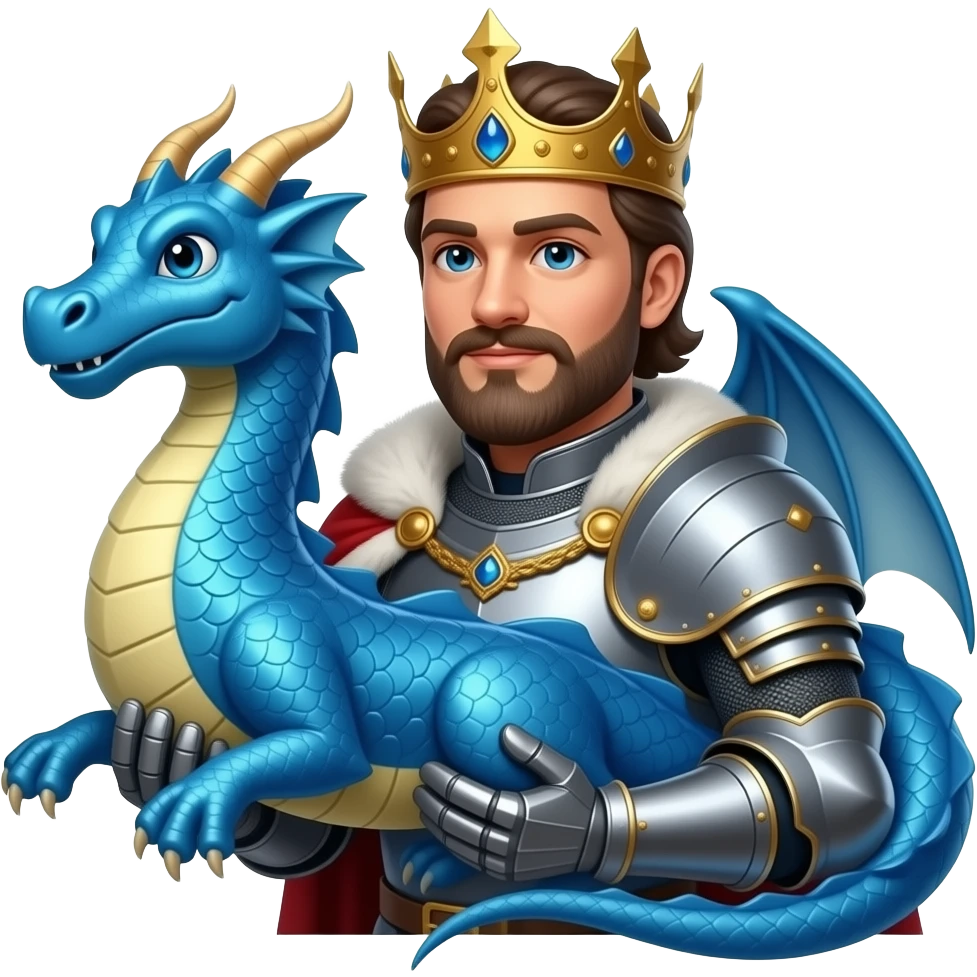 Blue dragon being held by a king emoji