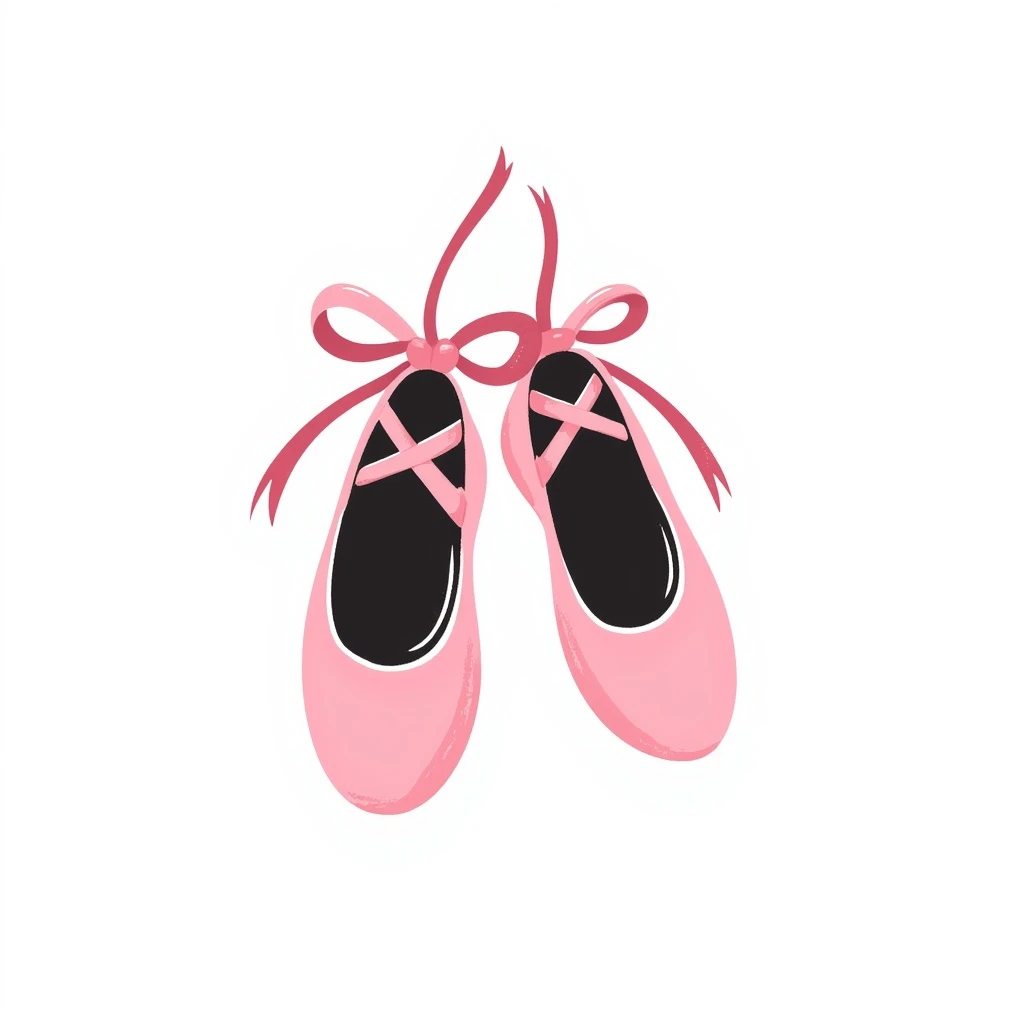 pink ballet shoes, hand drawn style, soft lines emoji