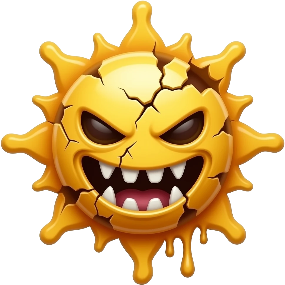 Scary sun monster broken melted emoji