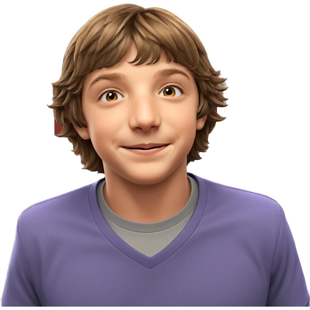 smiling boy with brown hair emoji