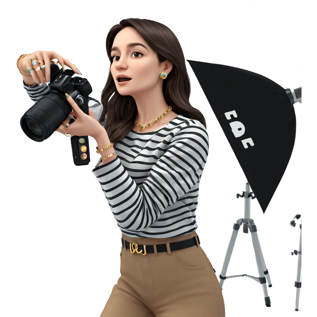 girl with jewelry and camera emoji