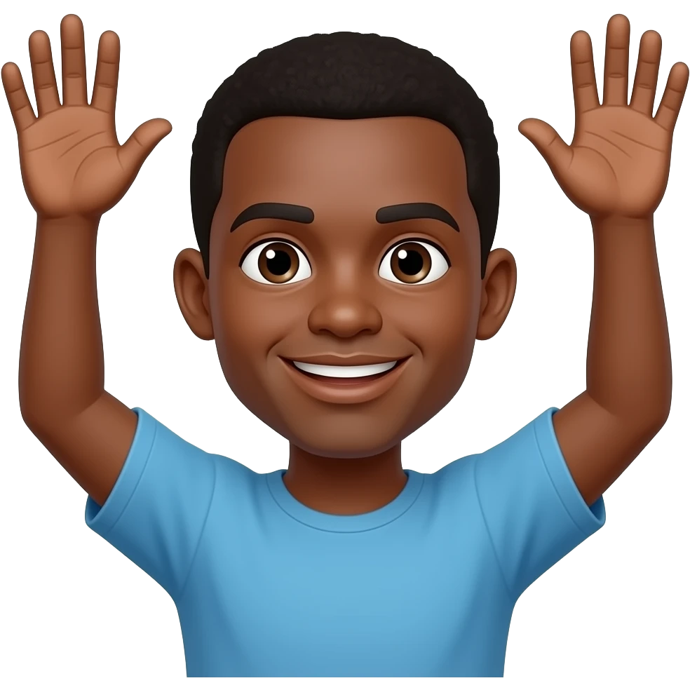 A black guy with both hands up emoji