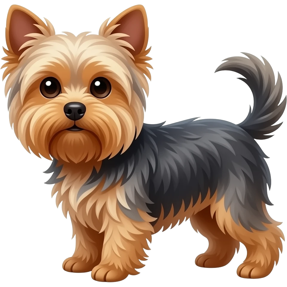 Yorkie dog with flat ears long tail emoji