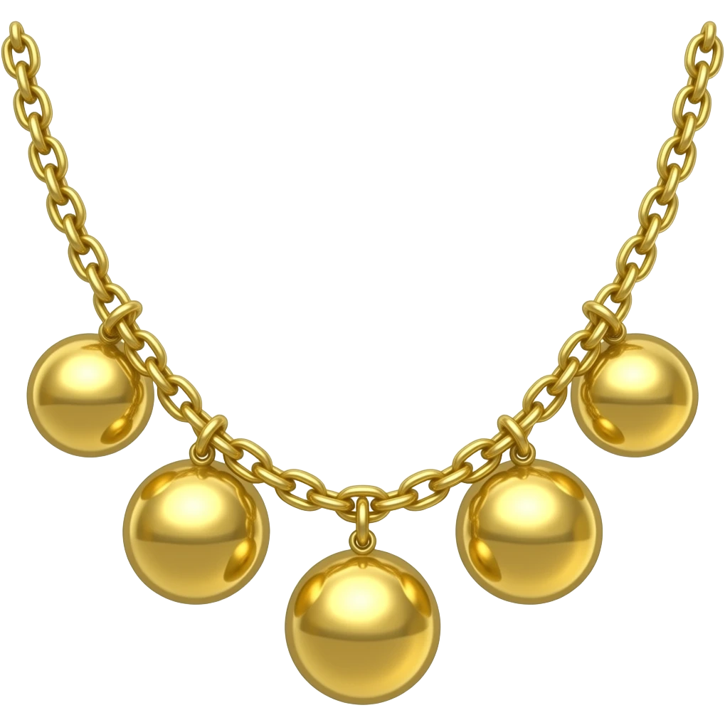 faça o emojo de uma corrente de ouro amarelo grossa com seis pingentes redondos um do lado do outro emoji