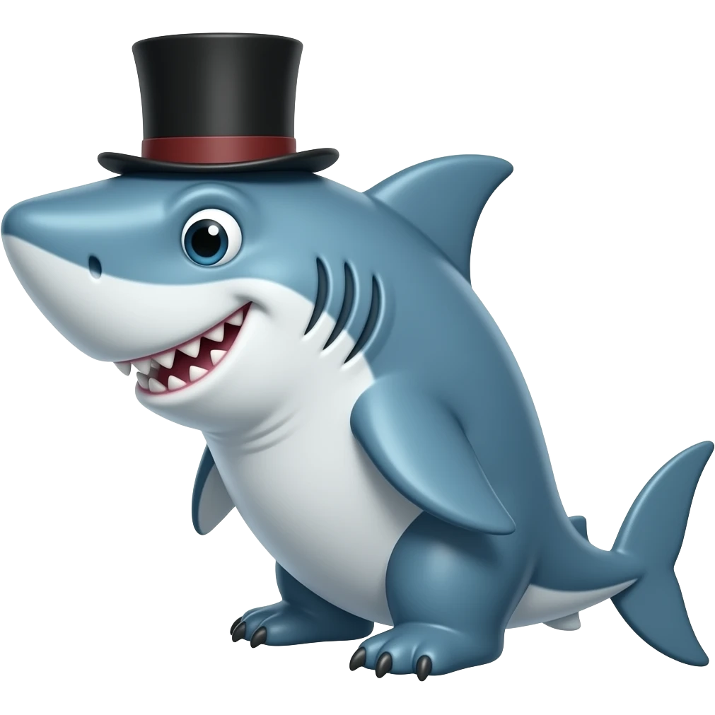 Shark with a top hat emoji