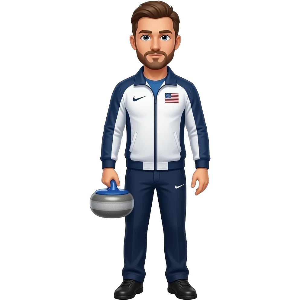 USA Olympic Male Curling player with blue curling stone emoji